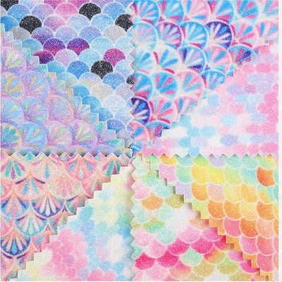0.5mm Glitter PU cuoio spazzolato sirena pesce scala PU pelle artificiale