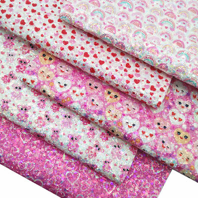 Stampato rosa PU Polyurethane Glitter di cuoio San Valentino forma di amore Gretel