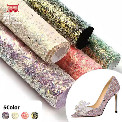 Fogli di tessuto glitterato scintillante PU in pelle sintetica spessa per scarpe, borse, fiocchi, artigianato, cappelli, tessuto in finta pelle