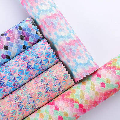 0.5mm Glitter PU cuoio spazzolato sirena pesce scala PU pelle artificiale