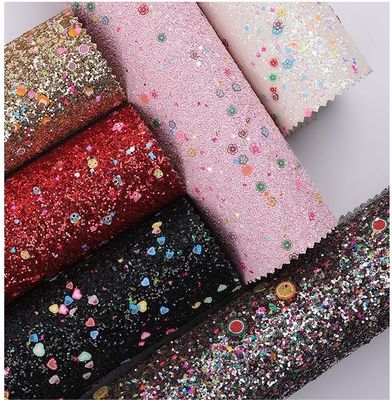 Stampato Glitter morbido PU Pelle Glamour Sequins Brici Dolci 1,2 mm Spessore