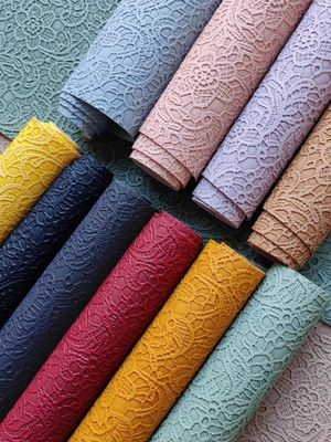 Retro rosa pizzo in pvc in pelle in rilievo fondo spazzolato per borsa da mano confezionamento scatola tessuto decorativo placemat pelle finta