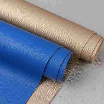 Pelle sintetica PVC Saffiano a motivo incrociato per arredamento, larghezza 54"