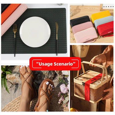 Pvc Small Woven Grain Artificial Synthetic Leather for Background Wall Packing Box Notebook Mat Faux Leather Fabric