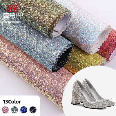 Elastico PU scintillante luccicante massiccio esagonale Glitter tessuto di pelle sintetica per scarpe borse bow artigianato cappello tessuto di pelle finta