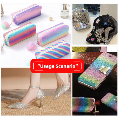 Tessuto in pelle sintetica glitterata lucida e scintillante in PU elastico goffrato per scarpe, borse, fiocchi, artigianato, cappelli, finta pelle