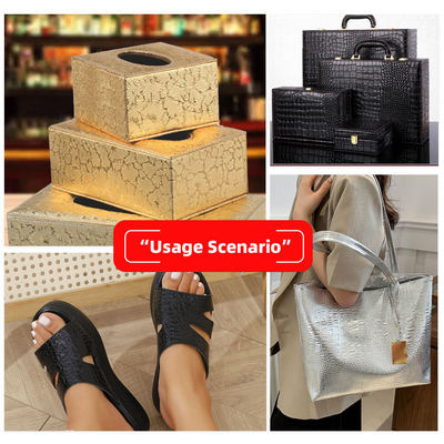 PVC crocodile in alto lucido in intaglio tessuto in grano Geometria animale per decorazioni di borse da scarpe tessuto di cuoio artificiale per artigianato