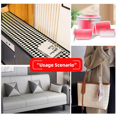 Pelle PVC con motivo a grana quadrata a diamante, 34 colori disponibili con MOQ di 1000 iarde e capacità produttiva di 100000 metri