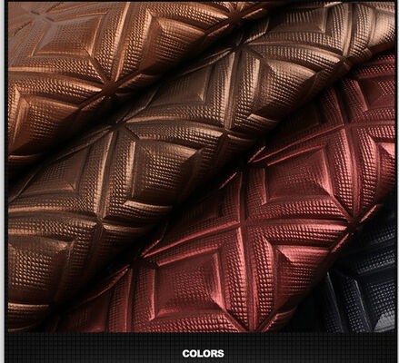 PVC Large Squares Grain Pattern Tessuto di cuoio artificiale sintetico per borse di mano Sedie Letti Calzature Auto Divani