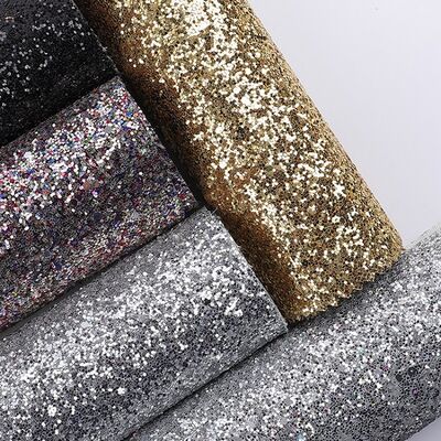 Tessuto elasticizzato in ecopelle PU sintetica con glitter esagonali scintillanti per fodere di scarpe, borse, fiocchi, artigianato, cappelli in ecopelle