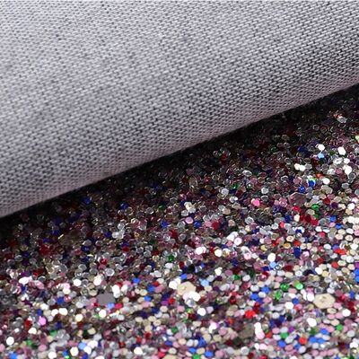Tessuto elasticizzato in ecopelle PU sintetica con glitter esagonali scintillanti per fodere di scarpe, borse, fiocchi, artigianato, cappelli in ecopelle