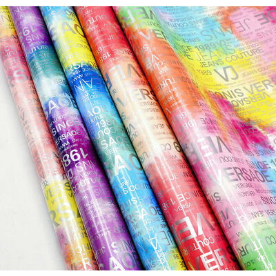 PU Rainbow Letter Print Magazine Design Synthetic Leather Waterproof Faux Leather Fabric for Luggage Bag Cosmetic Furniture/Sofa