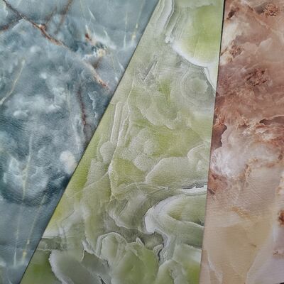 Tessuti di pelle finta a modello di marmo per mobili, borse e applicazioni decorative