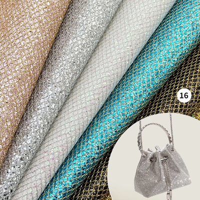 Glitter grossolano di tipo reticolato PVC pelle sintetica Stretch Materiale di pelle finta per scarpe sacchetto bagagli imballaggio divano rivestimento esterno