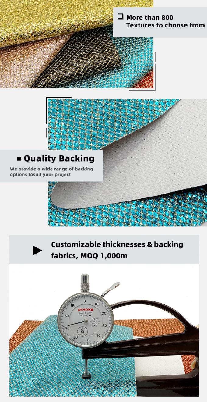 Glitter grossolano di tipo reticolato PVC pelle sintetica Stretch Materiale di pelle finta per scarpe sacchetto bagagli imballaggio divano rivestimento esterno 5