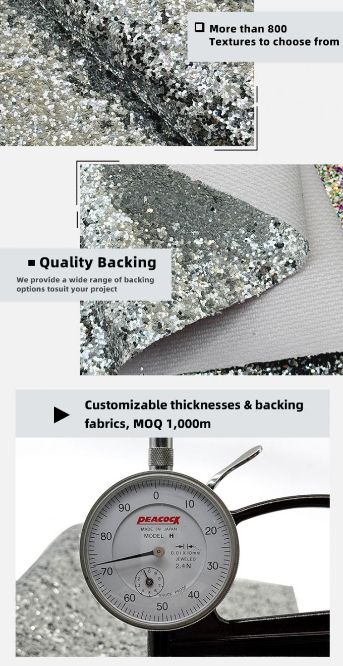 Pelle sintetica PVC con glitter grossi per scarpe, gioielli, artigianato, bagagli, scatole per imballaggio, materiale in finta pelle 5