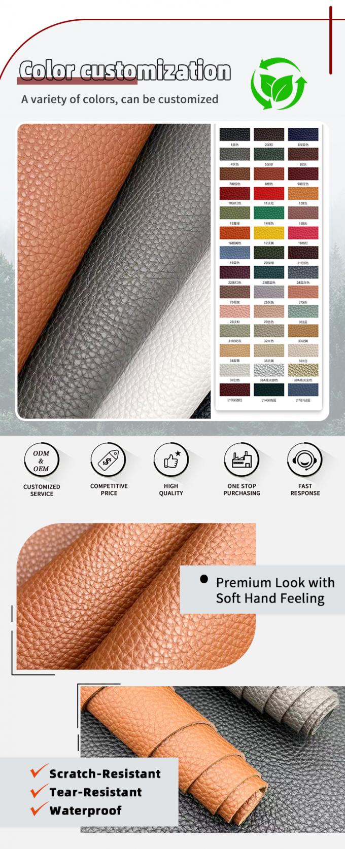 Pelle sintetica in PVC con motivo Litchi spessa 1,8 mm per borse, tappetini, cinture, decorazioni per divani - Arredamento versatile, artigianato per esterni 4