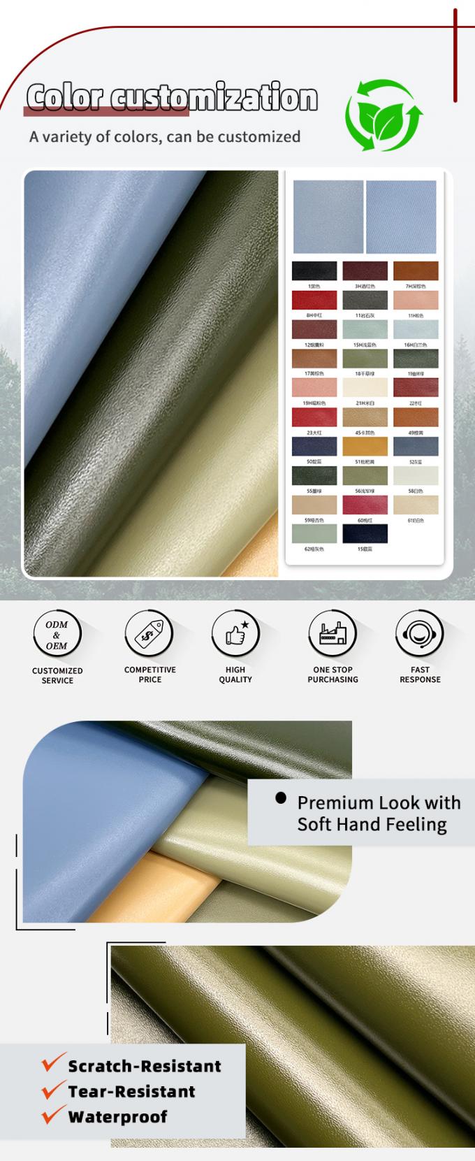 1.8mm spessore PVC pelle sintetica finta in rilievo Tessitura a punta d'ago Stretch impermeabile per borsa tappetino da tavolo Decorare cintura divano 4