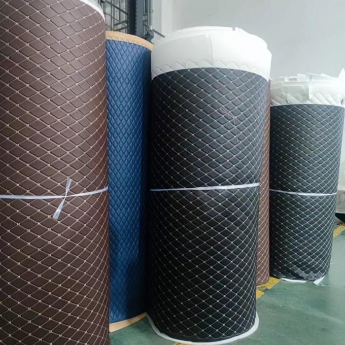 Pelle sintetica trapuntata in PVC personalizzata con ricamo, schiuma di poliuretano da 6,0 mm per rivestimenti di sedili auto, divani, tessuto in similpelle 12