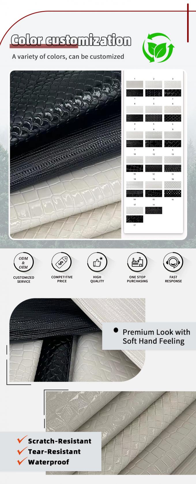 Custodia per telefono in pelle sintetica PVC, artigianato per mobili, stile goffrato lucido e scintillante con funzione elasticizzata, fodera impermeabile per divano 4