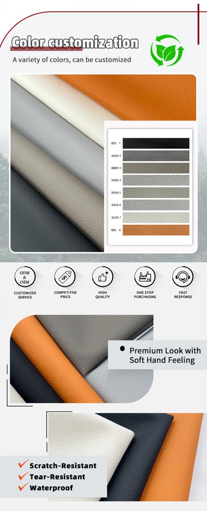 Pvc Litchi texture pelle sintetica pelle simile sentimento pelle finta per sedia divano auto sacchetto per piedi artigianato 4