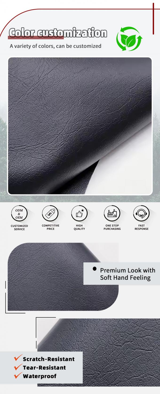 Pelle PVC per mobili 0,6 mm goffrata impermeabile per rivestimenti 4