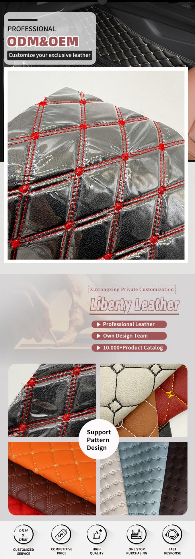 Matto per piedi di auto in pelle in PVC a misura 4.6 mm Spesso con imbottitura di schiuma Stretchy Fit Sedie auto ricamate in rilievo Divani per borse 4