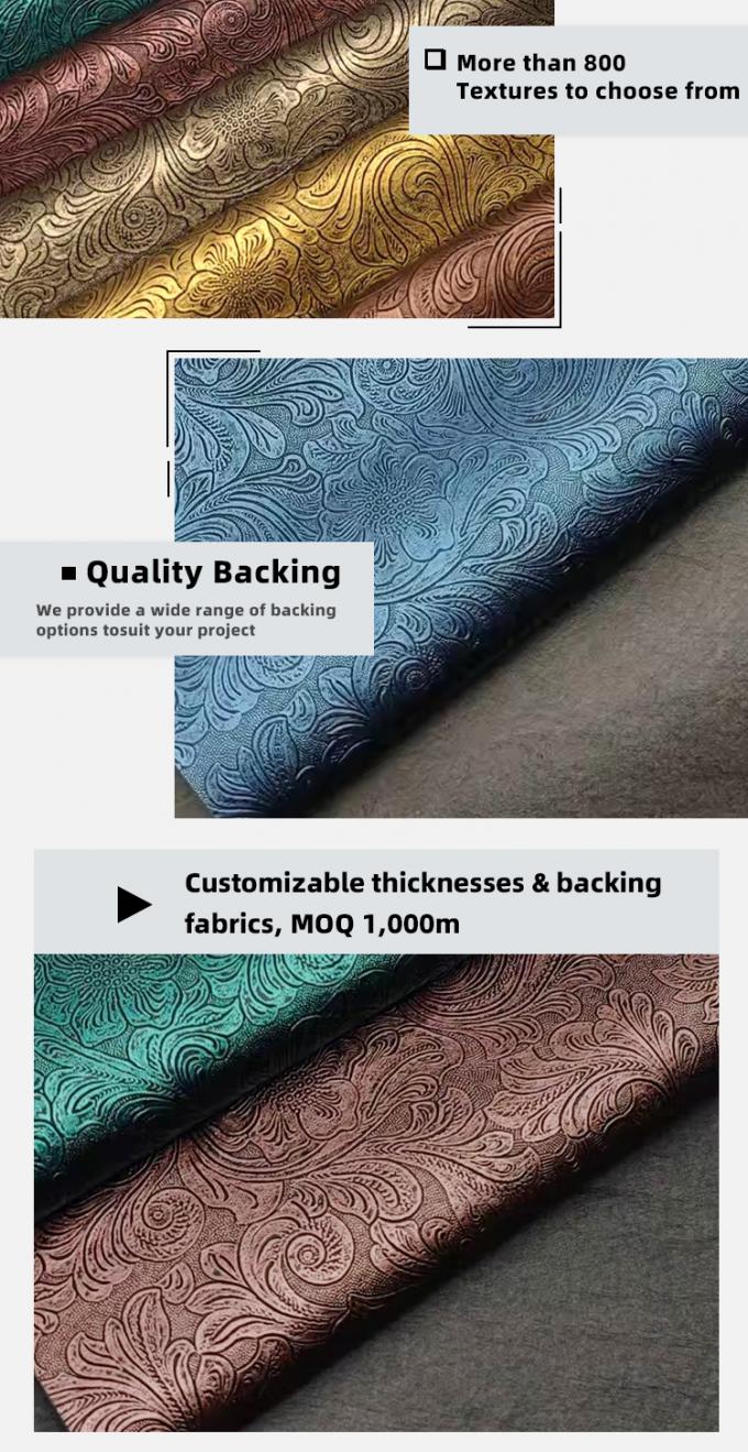 Modello di fiori in PVC in rilievo Pelle sintetica per portafogli Caselle Calzature Notebook Borse decorative Materiali di pelle finta durevoli 5